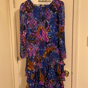 Patra Ruffle Chiffon Party Dress 16W with boutonniere